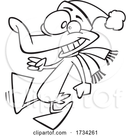Clipart Lineart Cartoon Walking Christmas Duck by toonaday