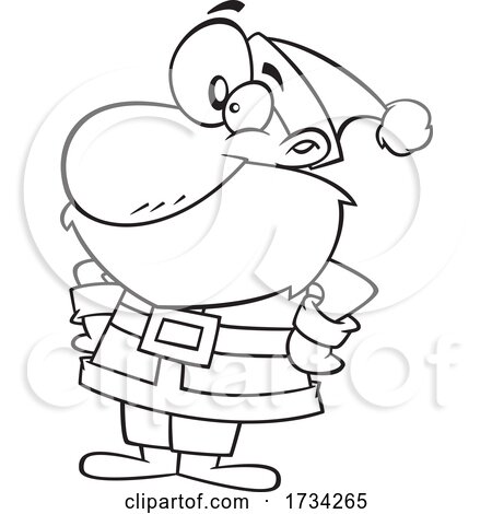 Clipart Lineart Cartoon Confident Santa by toonaday