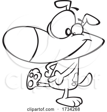 Clipart Lineart Cartoon Dog Showing an Ankle Tattoo by toonaday