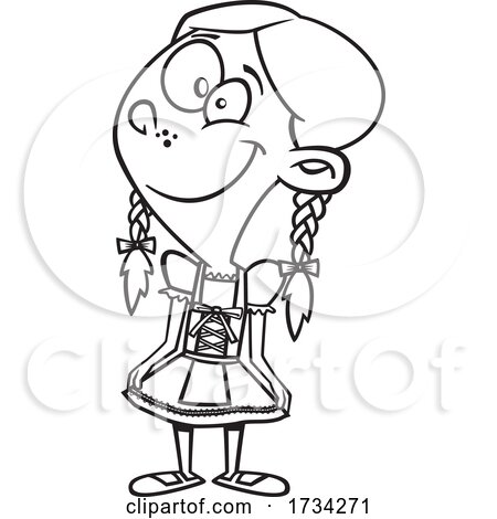 Clipart Lineart Cartoon German Girl by toonaday