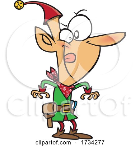 Clipart Cartoon Christmas Elf Ready to Make a Quick Draw by toonaday