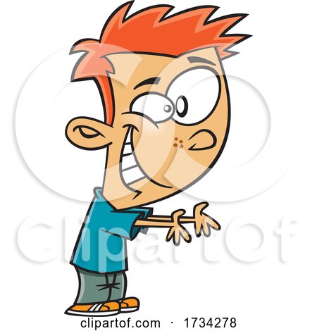 Clipart Cartoon Boy Reaching His Hands out to Receive by toonaday