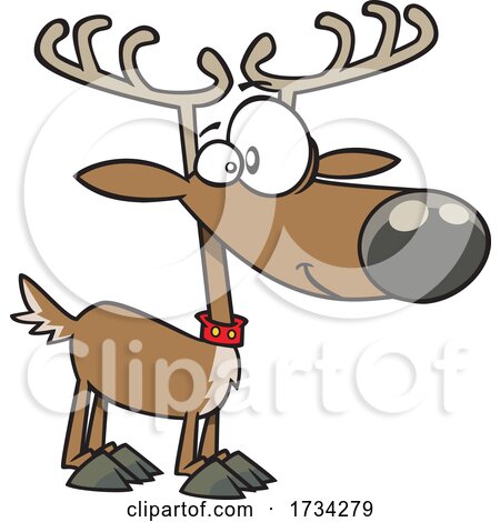 Clipart Cartoon Maskless Christmas Reindeer by toonaday