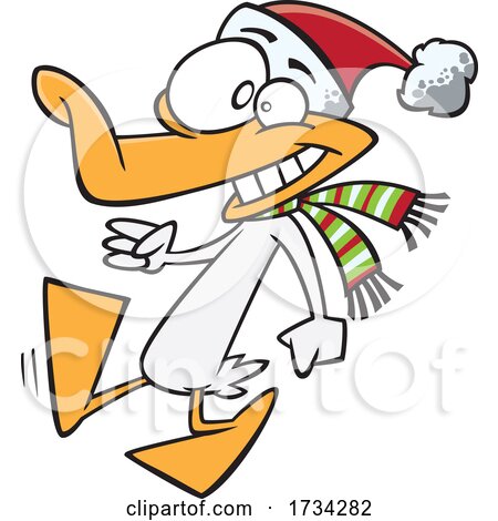 Clipart Cartoon Walking Christmas Duck by toonaday