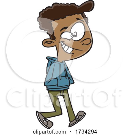 Clipart Cartoon Happy Teen Boy Walking by toonaday