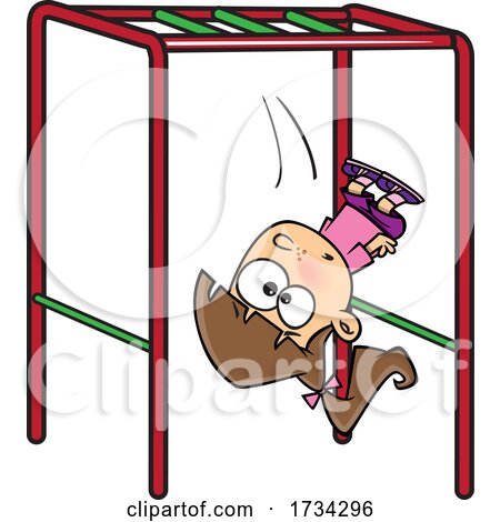 Clipart Cartoon Girl Falling off of Monkey Bars on a Playground by toonaday