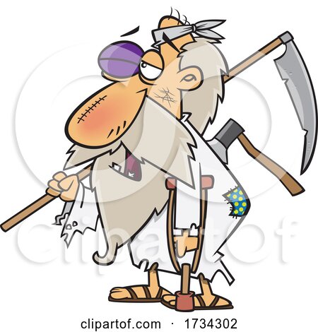 Clipart Cartoon Beat up Father Time by toonaday