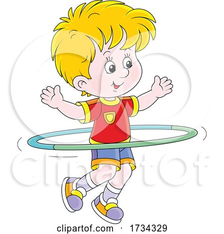 Little Boy Exercising with a Hula Hoop by Alex Bannykh