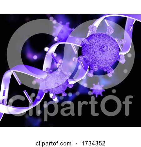 3D Medical Background with Virus Cells and DNA Strand by KJ Pargeter