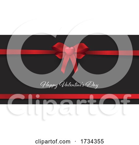 Valentines Day Banner with Red Ribbon and Heart by KJ Pargeter