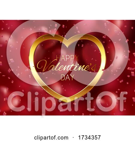 Valentines Day Background with Gold Heart by KJ Pargeter