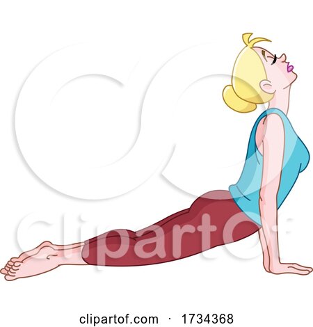 Cartoon Woman Doing Yoga Upward Facing Dog Pose by yayayoyo