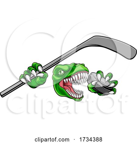 Dinosaur Ice Hockey Player Animal Sports Mascot by AtStockIllustration