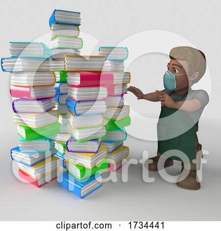 3D Shop Keeper Wearing a Mask on a Shaded White Background by KJ Pargeter