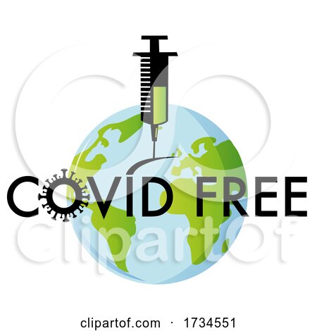 Vaccine Needle Injected into Earth with Covid Free Text by Domenico Condello