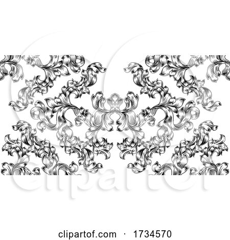 Floral Motif Scroll Pattern Seamless Tile by AtStockIllustration