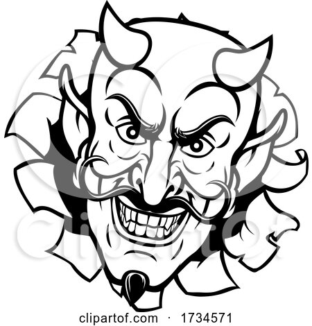 Devil Satan Evil Mascot Cartoon Face by AtStockIllustration
