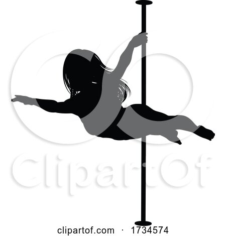 Pole Dancing Woman Silhouette by AtStockIllustration