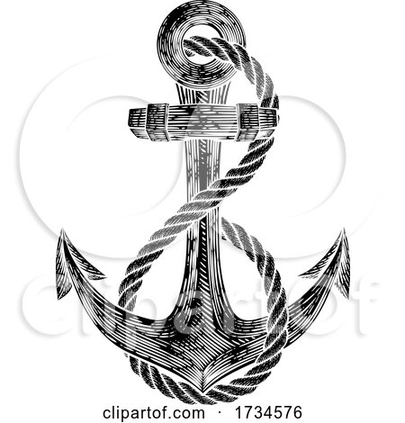 Anchor from Boat or Ship Tattoo Drawing by AtStockIllustration