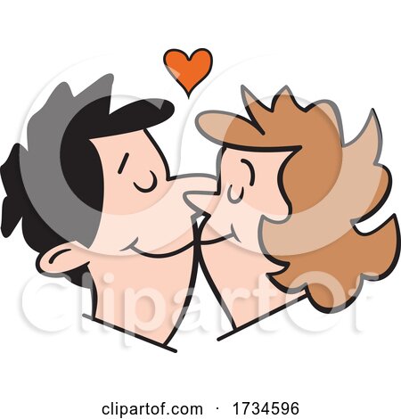 Cartoon Loving Couple Kissing by Johnny Sajem