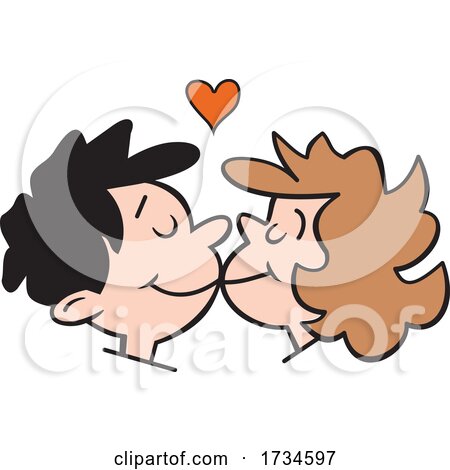 Cartoon Couple Kissing by Johnny Sajem