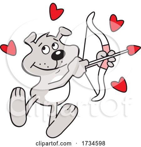 Cartoon Valentine Dog Cupid with a Bow and Arrow by Johnny Sajem