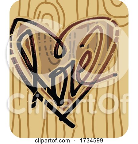 Valentine Love Heart Carved on Wood by NL shop