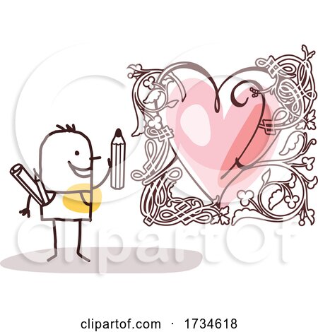 Stick Man Artist with a Love Heart by NL shop