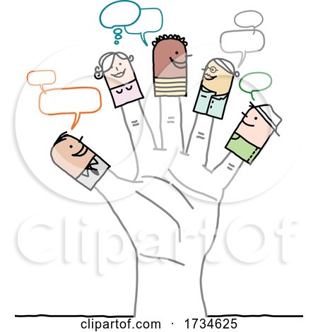 Stick People Finger Puppets on a Hand by NL shop