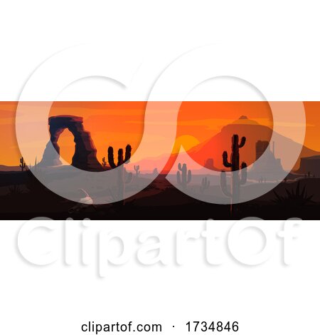 Desert Sunset Landscape by Vector Tradition SM