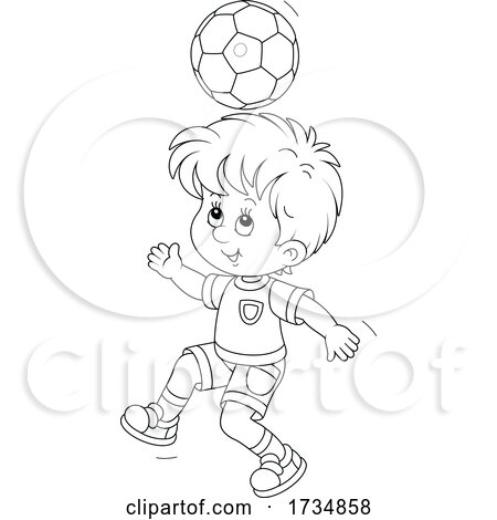 Black and White Boy Bouncing a Soccer Ball off of His Head by Alex Bannykh