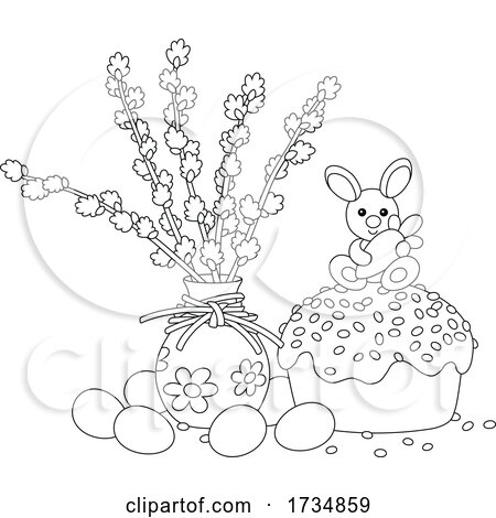 Easter Cake and Eggs by a Vase by Alex Bannykh