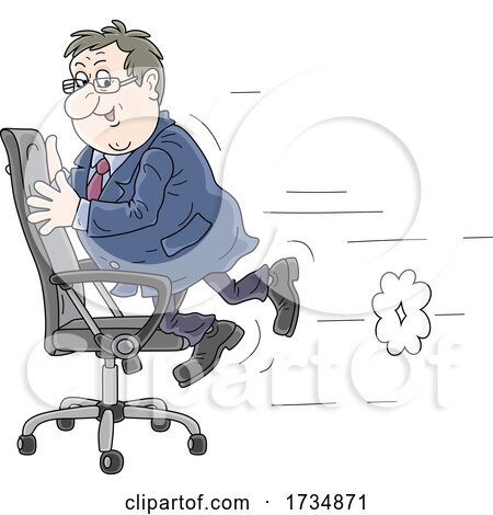 Chubby Businessman Playing on an Office Chair by Alex Bannykh