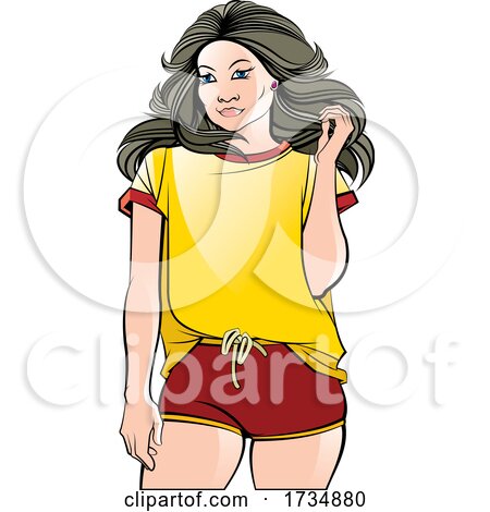 Beautiful Woman in Shorts and a Tee Shirt by Lal Perera