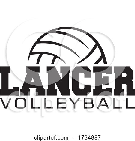 Black and White Ball with LANCER VOLLEYBALL Text by Johnny Sajem