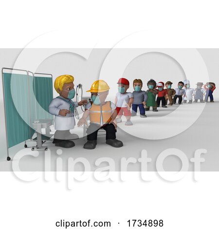 3D Cartoon Characters Getting Covid19 Vaccine by KJ Pargeter