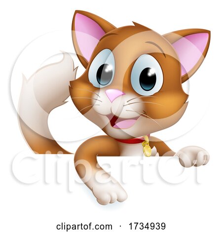 Cat Cartoon Pet Kitten Cute Animal Character Sign by AtStockIllustration