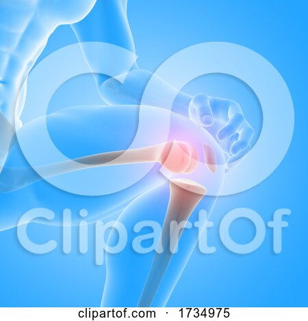 3D Male Medical Figure with Close up of Knee Bones by KJ Pargeter