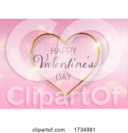 Valentines Day Background with Golden Heart Design by KJ Pargeter