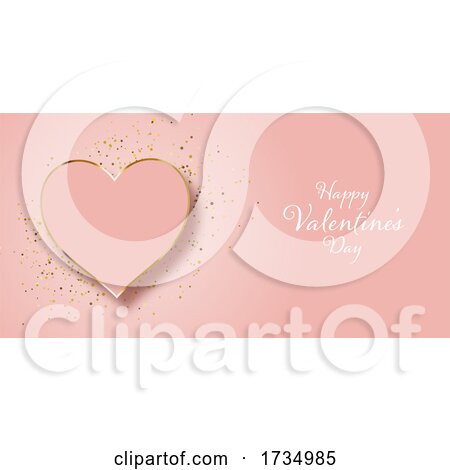 Valentines Day Banner Design with Gold Glitter and Heart by KJ Pargeter