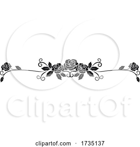 Black and White Rose Border by Vector Tradition SM