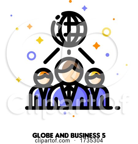 Icon of Globe and Three Business Persons for International Team or Global Business Concept by elena