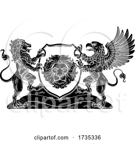 Coat of Arms Crest Griffin Lion Family Shield Seal by AtStockIllustration