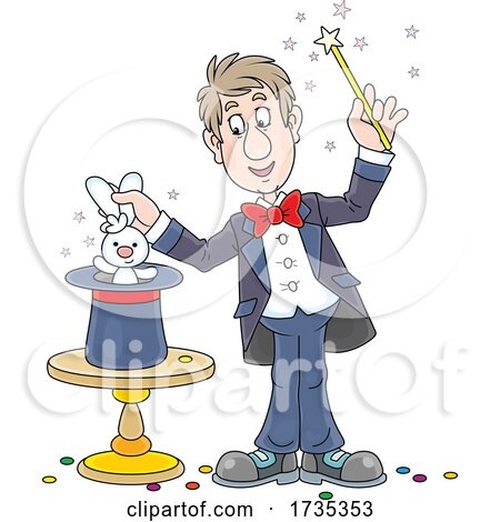 Magician Doing the Rabbit Hat Trick by Alex Bannykh