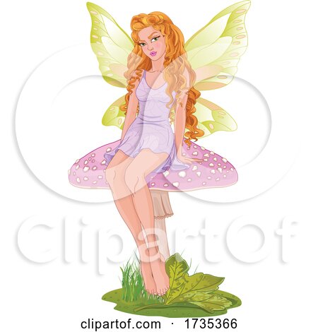 Beautiful Fairy on a Mushroom by Pushkin
