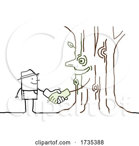 Stick Man Shaking Hands with a Tree by NL shop