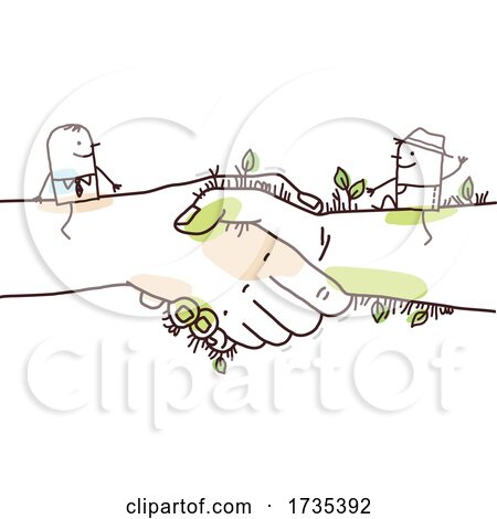 Stick Man and Farmer on Giant Shaking Hands by NL shop