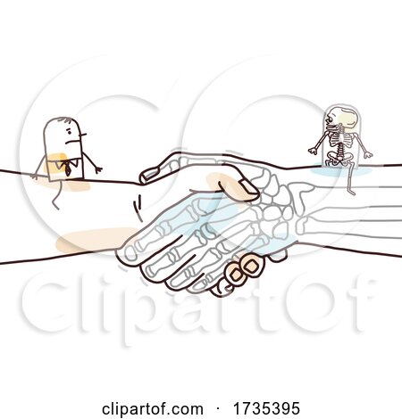 Stick Man and Skeleton on Giant Shaking Hands by NL shop