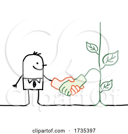 Stick Man Shaking Hands with a Plant by NL shop