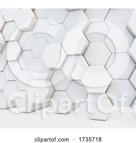 3D Abstract Background with a Wall of Extruding Hexagons by KJ Pargeter